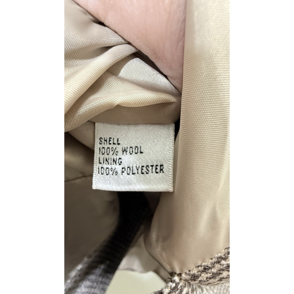 Talbots Petites 10 Wool Houndstooth Skirt Suit Set Blazer Jacket A-Line Brown - Picture 10 of 16